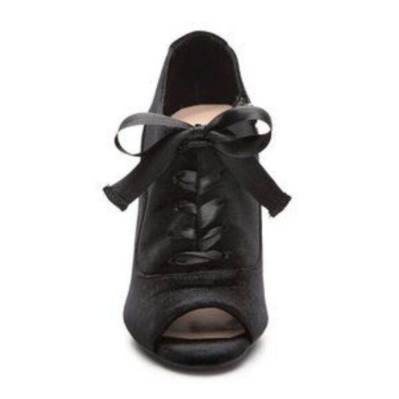 Kelly & Katie Black Velvet Peep Toe Bootie - Picture 3 of 9